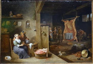 Flemish Interior with Slaughtered Ox